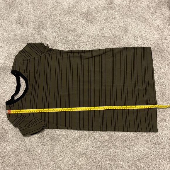 Forever 21 Green and Black Stripe Tee Shirt Dress V Back Size Small - Picture 6 of 6